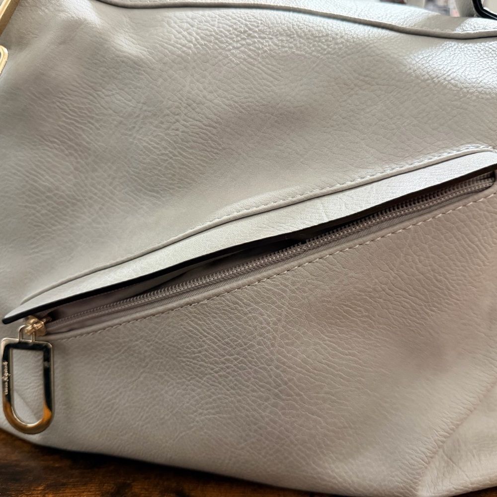 Urban Originals Vegan Leather Satchel Crossbody Light Gray - Picture 6 of 11